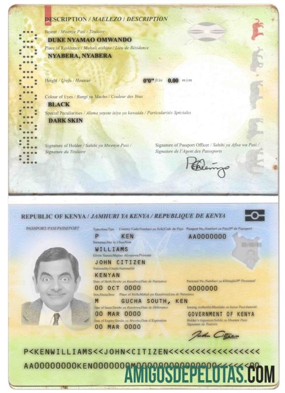 Passaporte do Quênia (presente em 2017) baixar para verificação